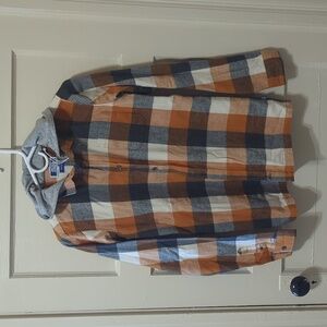 Jack & Jones Slim Fit Hooded Flannel Button Down Shirt NWOT